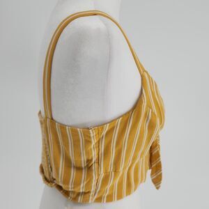 Mustard yellow & White Vertical stripes Crop tank top Size M